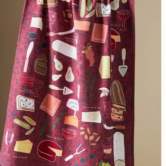 Wine and Cheese Snack Boho Chic Art Deco Farm Peasant Hipster Hip Dish Towel - Picture 2 of 3